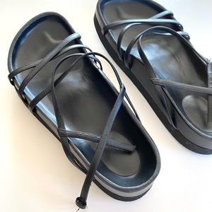 CO thin strap leather sandals. Designed in LA. Made in Italy.